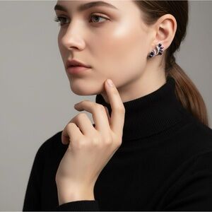 Elegant Blue and Silver Women's Earrings